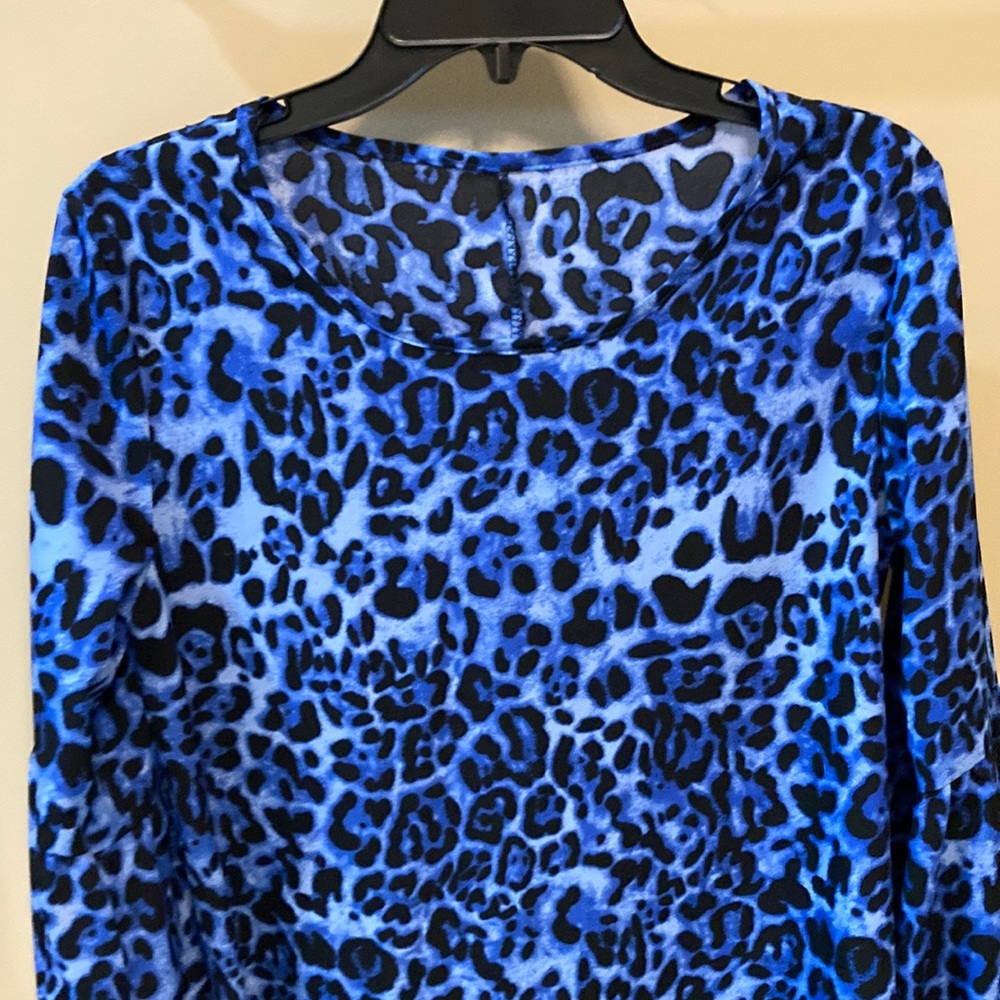 Blue Leopard Print Women's Top